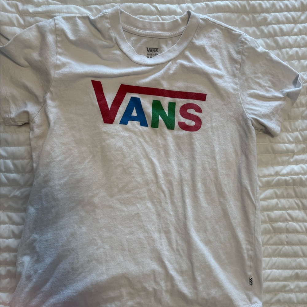 Vans Kids White Tee with Multicolor Logo